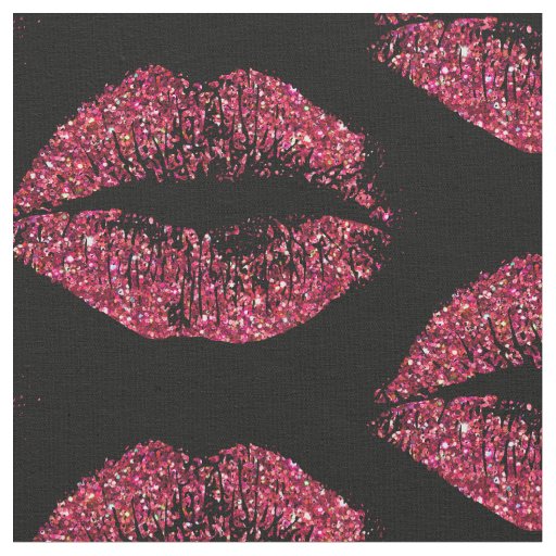 Red Glitter Lips 2 Fabric Zazzle