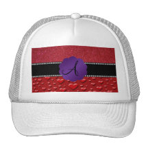 Red glitter monogram hearts diamonds trucker hats