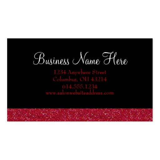 Red Glitter Pretty Elegant Business Cards (back side)