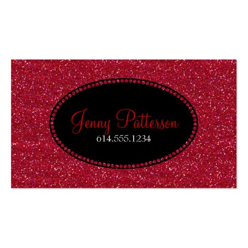 Red Glitter Pretty Elegant Business Cards (front side)