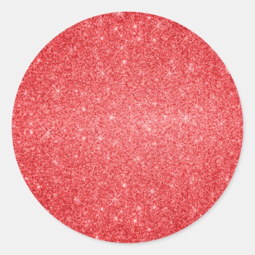 Red glitter stars round sticker from