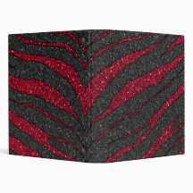 Red Glitter Zebra Print 3 Ring Binder