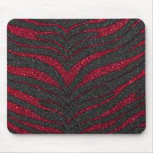 Red Glitter Zebra Print Mouse Pads