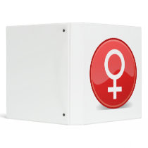 Red Glossy Female Symbol Woman Icon Binder