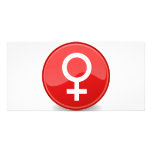 Red Glossy Female Symbol Woman Icon Picture Card