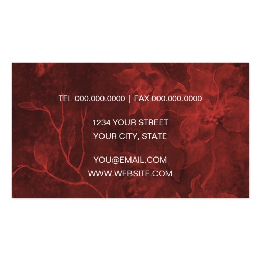 Red Glowing Floral Watercolor Business Cards (back side)