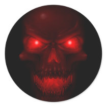 Red Glowing Skull Round Stickers
