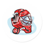 Red Goalie Mask Round Stickers