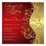 Red & Gold 16th Birthday Party Invitation