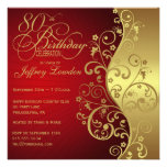 Red & Gold 80th Birthday Party Invitation