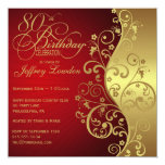 Red & Gold 80th Birthday Party Invitation