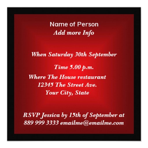 Red Gold and Black Sweet 16 Birthday Party Custom Invitation