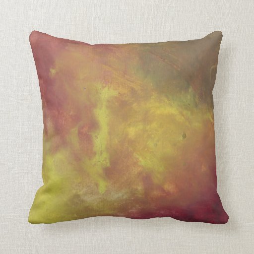 Red Gold and Green Abstract Oil Painting Throw Pillow Zazzle
