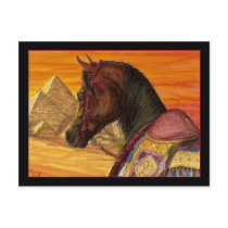 Red & Gold Arabian horse postcard by Fine_Art_of_Morgane Red & Gold Arabian horse postcard