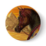 Red & Gold Arabian horse round button