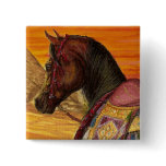 Red & Gold Arabian horse square button