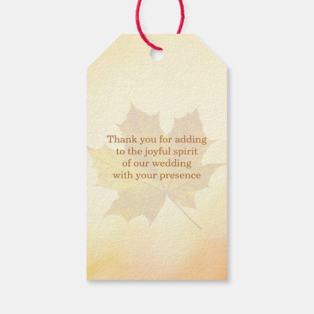 Red, gold autumn leaves Wedding Thank you Gift tag Pack Of Gift Tags
