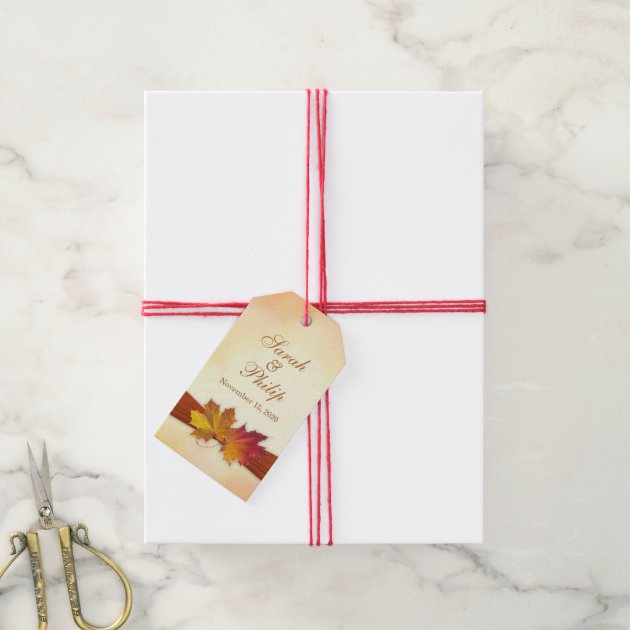 Red, gold autumn leaves Wedding Thank you Gift tag Pack Of Gift Tags-2