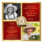 Red Gold Birthday Invitations Then & Now 2 Photos