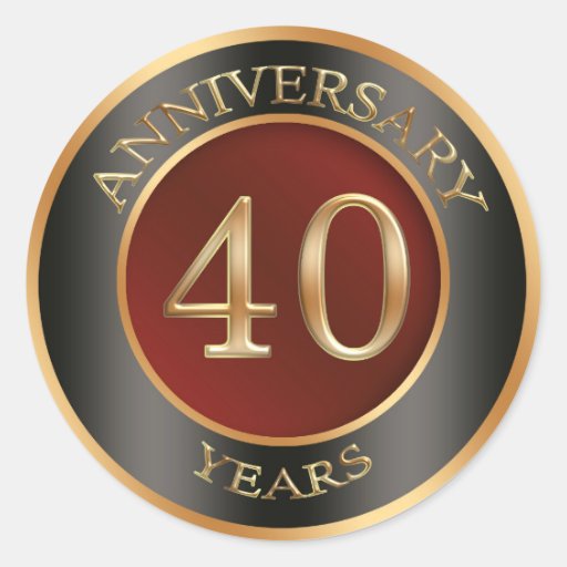 Red, gold, black 40th Wedding Anniversary Sticker | Zazzle