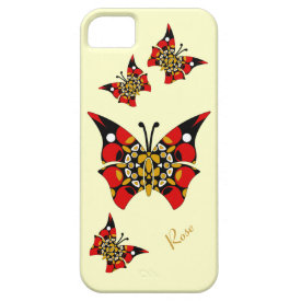 Red Gold Black Butterflies iPhone 5 Case