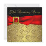 Red Gold Black Damask Womans 50th Birthday Party Invites