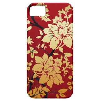 Red, Gold & Black Floral Oriental style iPhone 5 Case