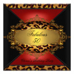 Red Gold Black Leopard Birthday Party 50th 50 2 Announcement