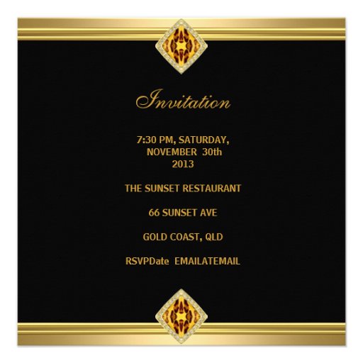 Red Gold Black Leopard Jewel 40th Birthday Personalized Invitation