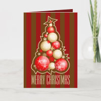 Red & Gold Bubbles Christmas Tree card