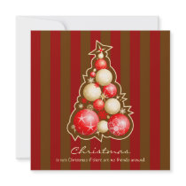 Red & Gold Bubbles Christmas Tree Invites