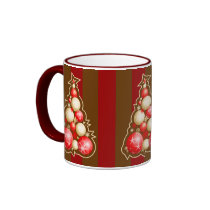 Red & Gold Bubbles Christmas Tree mugs by Ruxique Red & Gold Bubbles Christmas Tree mugs