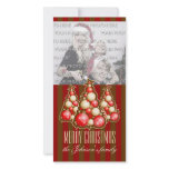 Red & Gold Bubbles Christmas Tree Custom Photo Card
