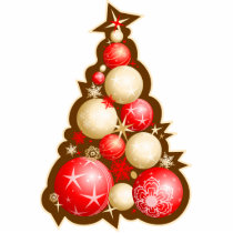 Red & Gold Bubbles Christmas Tree Photo Cut Out