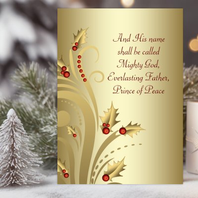 Red Gold Christian Christmas Cards