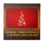 RED & GOLD CHRISTMAS CERAMIC TILE