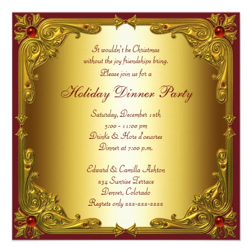 Red & Gold Christmas Holiday Cocktail Dinner Announcements