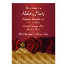 Red Gold Christmas Holiday Party Invitations