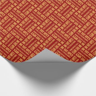 Red Gold Christmas Text-based Giftwrap Wrapping Paper