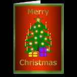 Red Gold Christmas Tree Card Template cards