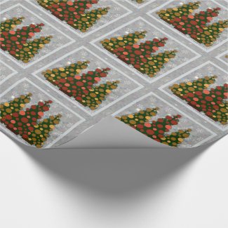 Red & Gold Christmas Tree Snowflake Wrapping Paper