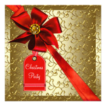 Red Gold Corporate Christmas Party Announcements
