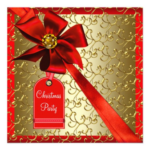 Red Gold Corporate Christmas Party Invitations