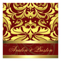 Red & Gold Damask Baroque Wedding Invitation