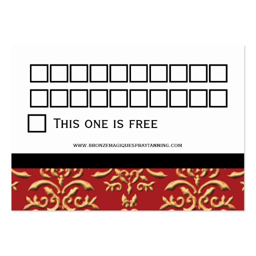 Red Gold Damask Business Customer Loyalty Cards Business Card (back side)