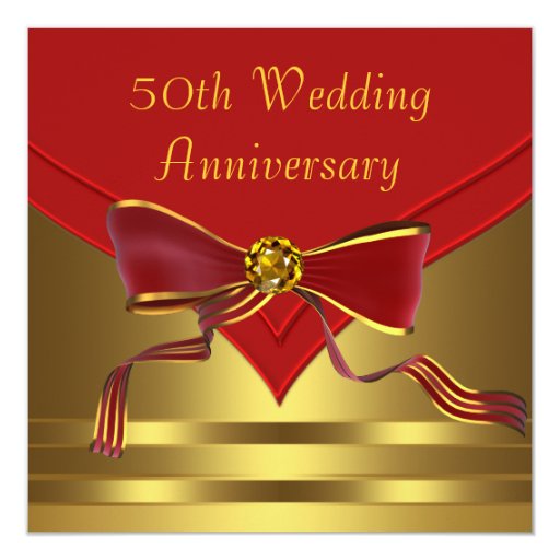 Red Gold Elegant 50th Golden Wedding Anniversary Card Zazzle