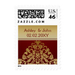 red gold elegant wedding stamps