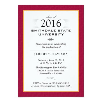 Red & Gold Formal Graduation Party Invite by juliea2010 at Zazzle