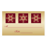 Red, Gold Glitter LOOK Snowflakes Placecards Business Card Template