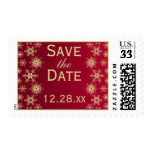 Red Gold Glitter LOOK Snowflakes Save Date Postage